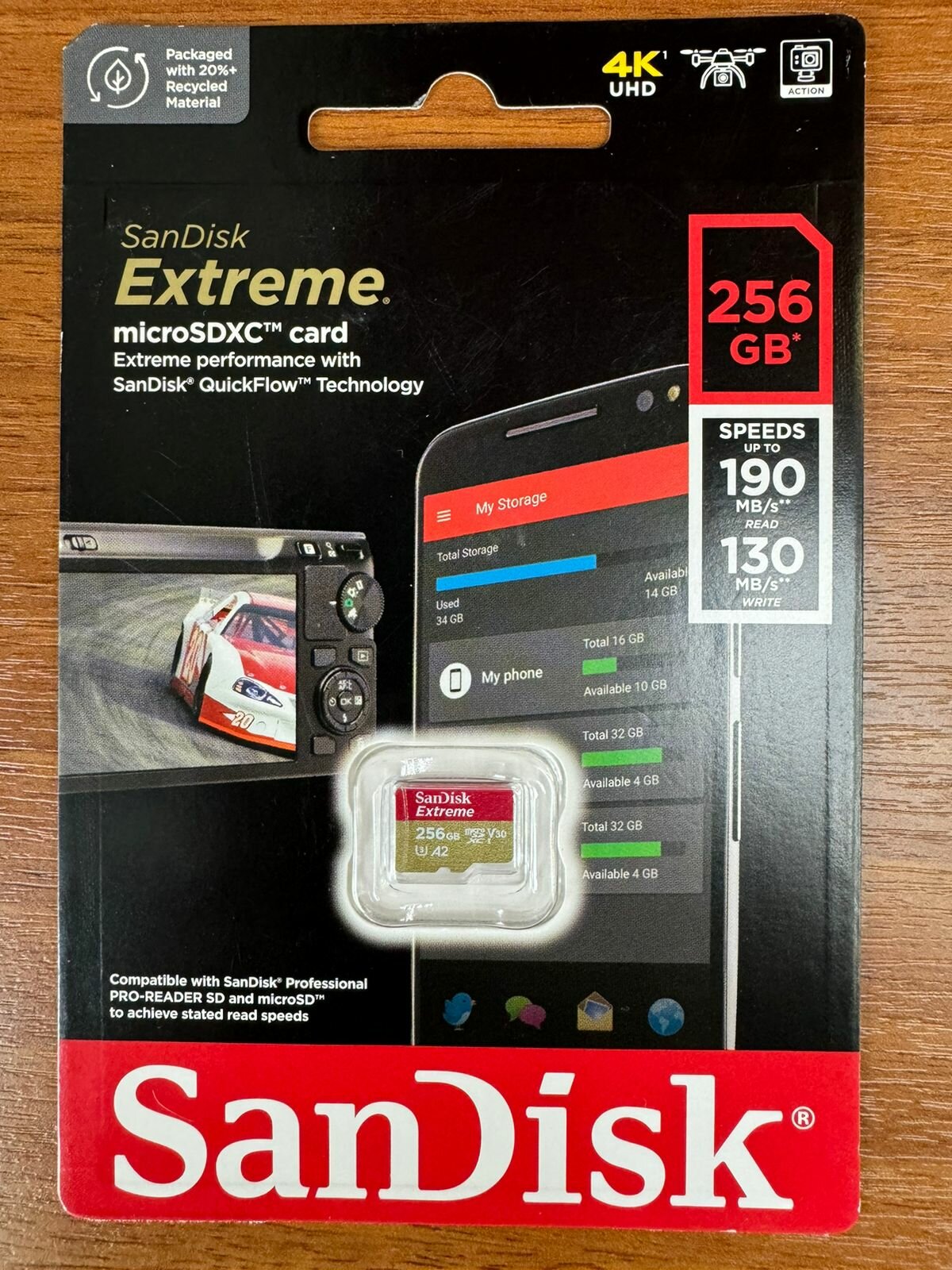 Флеш карта microSD 128GB SanDisk microSDXC Class 10 UHS-I A2 C10 V30 U3 Extreme for Action Cams and Drones (SD адаптер) SDSQXA1-128G-GN6AA - фото №17