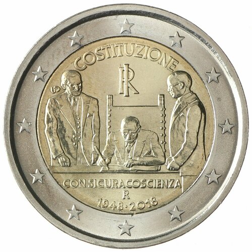Италия 2 евро 2018 70 лет конституции Итальянской Республики клуб нумизмат монета 2 чентезимо италии 1900 года медь умберто i