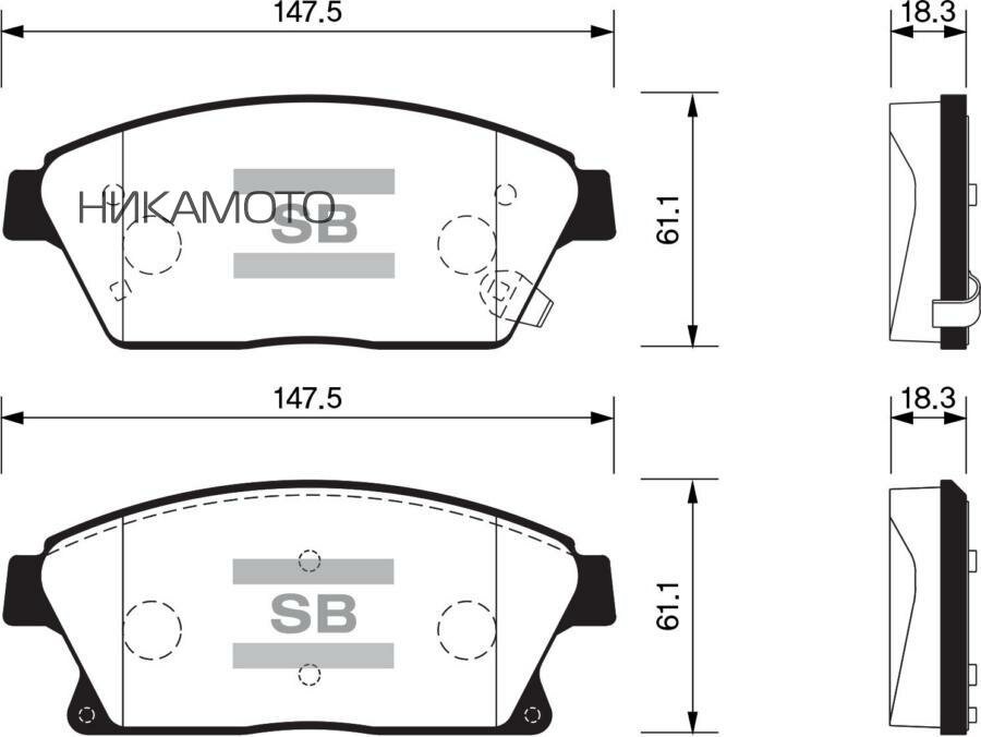 SANGSIN BRAKE SP1480 Колодки тормозные передние