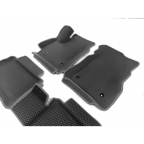 Автомобильные коврики EVA 3d с бортами для OMODA C5 (2022 - >). Комплект в салон. Цвет Серый/Черный