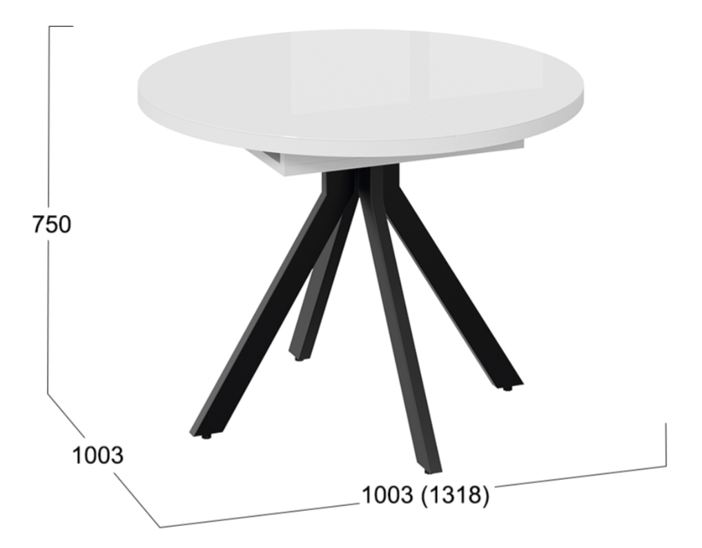 Стол обеденный Трия Стокгольм раздвижной Тип 1 Черный муар/Стекло глянцевое белое