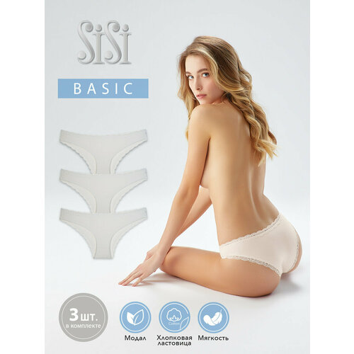 фото Трусы sisi, 3 шт., размер 46 (m), бежевый