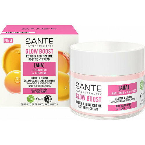 SANTE Glow Boost Розовый крем с AHA-кислотами, гиалуроном и био-розой 50 мл