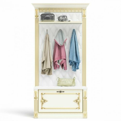 Прихожая МДФ, ЛДСП, ППУ, ручная роспись золотом (1120х455х2185)мм