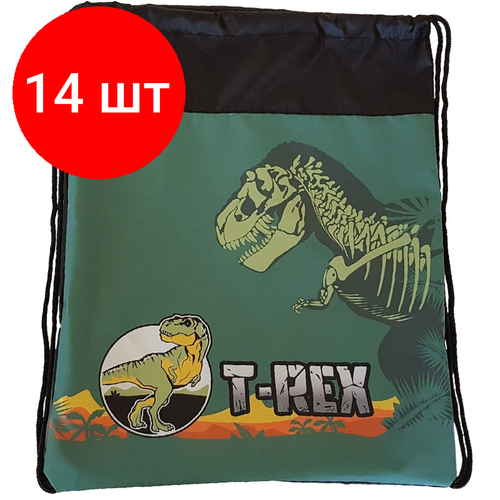 Комплект 14 штук, Мешок для обуви №1 School T-Rex 350x420 мм, МСО-5с