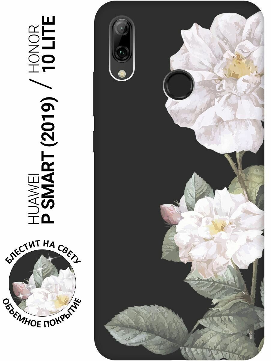 Матовый Soft Touch силиконовый чехол на Huawei P Smart (2019), Honor 10 Lite, Хуавей П Смарт (2019), Хонор 10 Лайт "Avo-Swimming" черный матовый