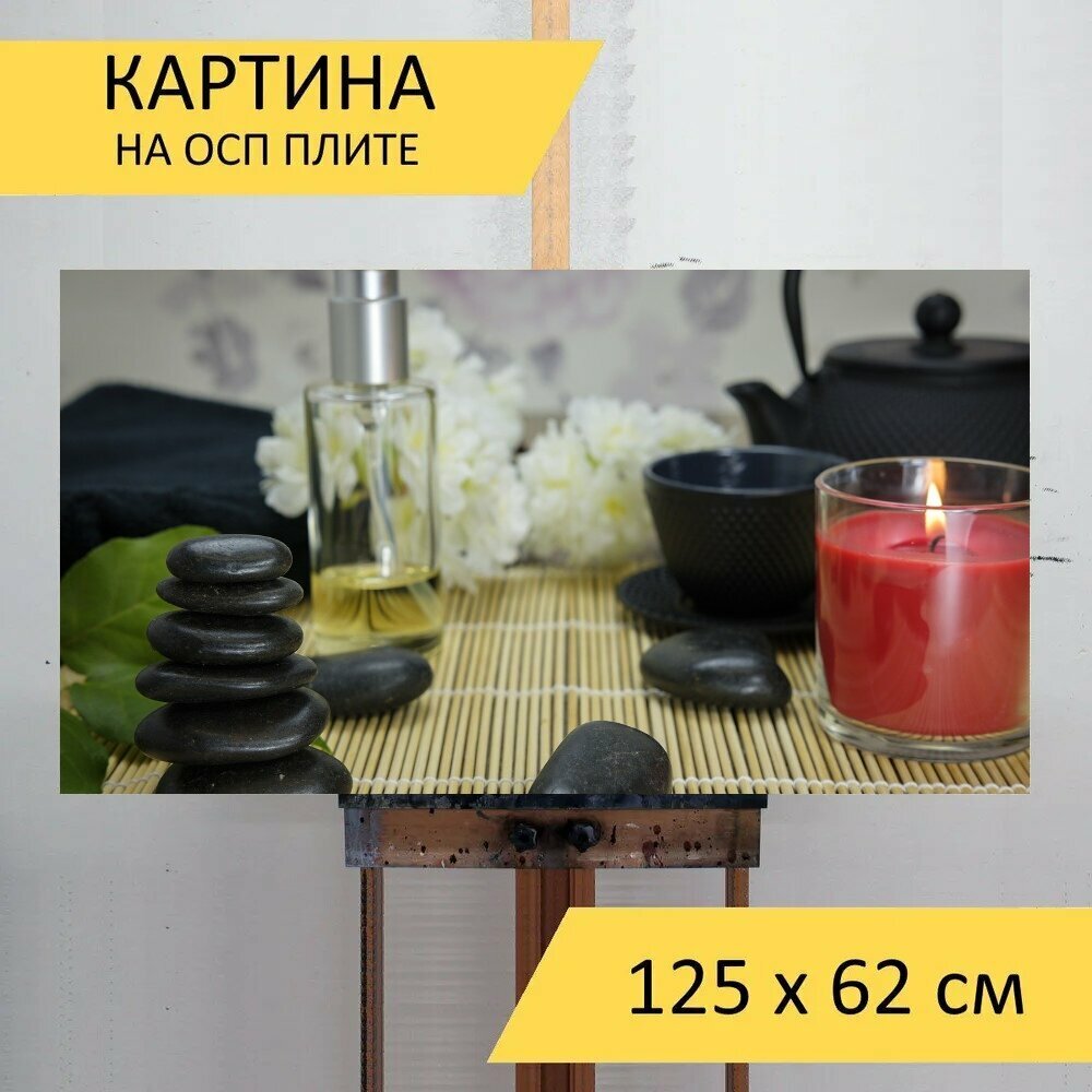 Картина на ОСП "Оздоровительный, аюрведа, массаж" 125x62 см. для интерьера на стену