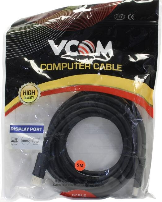 Кабель DisplayPort 5м VCOM Telecom VHD6220-5M круглый черный - фото №10