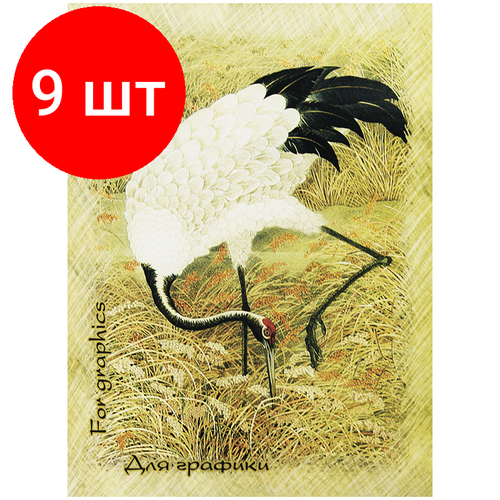 Комплект 9 шт, Блокнот для графики, 20л, А4 Лилия Холдинг Журавль, на гребне, 180г/м2