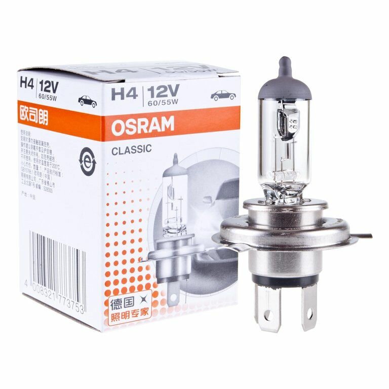 Лампа автомобильная галогенная Н4 Osram серия CLASSIC 64193 60/55W 12V P43t