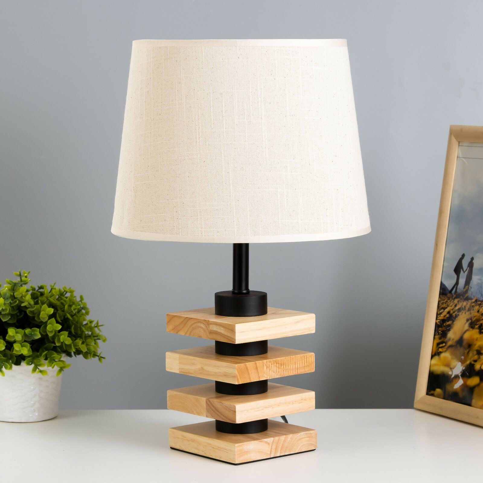 фото Настольная лампа "Консель" E27 40Вт светлое дерево 25х25х42,5 см RISALUX