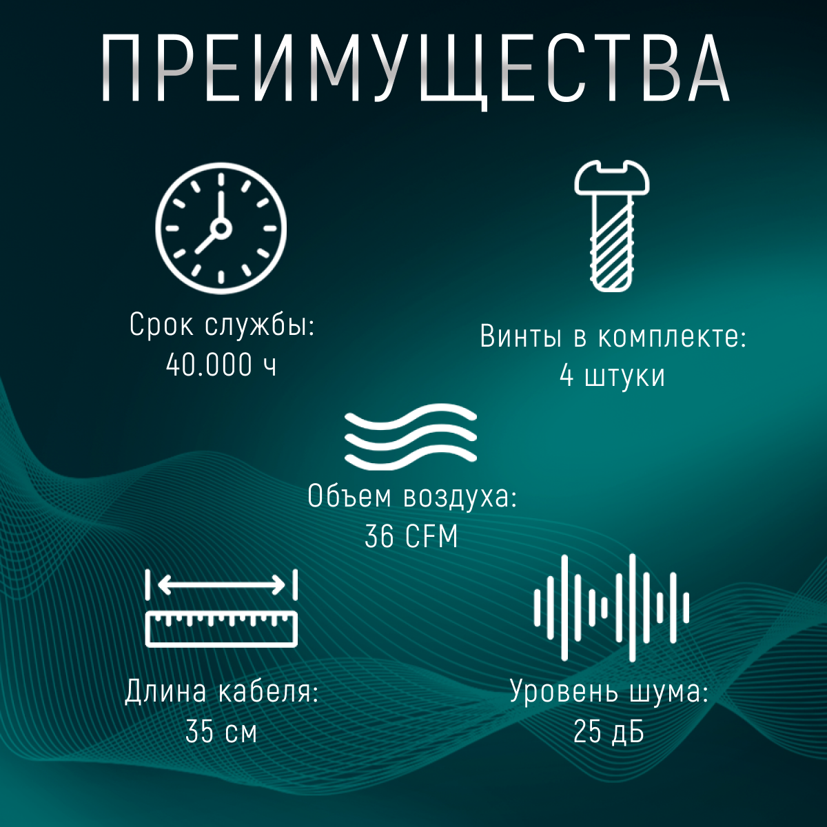 Вентилятор охлаждения корпуса ПК/процессора/ТВ приставки/радиатора 90х90х25мм, бесшумный кулер 25ДБ с подключением 3-Pin 12В, длина кабеля 35см