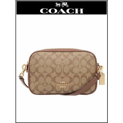 Сумка кросс-боди Coach, фактура зернистая, коричневый, оранжевый