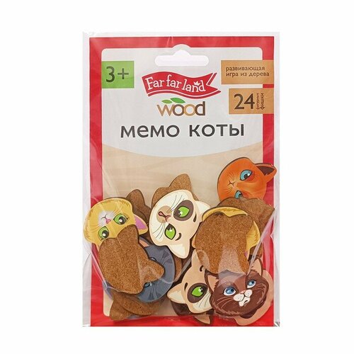 Игра настольная мемо Коты r far land wood (24 фишки в коробке)