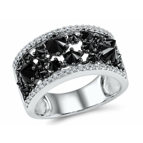 фото Кольцо valtera, серебро, 925 проба, фианит, шпинель синтетическая, размер 17, серебряный