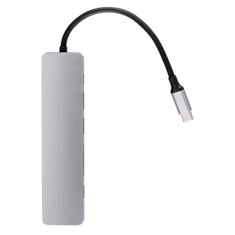 Концентратор VCOM Type-Cm -/HDMI A(f) 4K/30Hz USB3.0 USB2.0 RJ45 TF CD PD, aluminium shell - фото №9