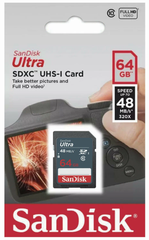 Карта памяти SanDisk SDXC 64 ГБ Class 10, UHS-I, R 48 МБ/с