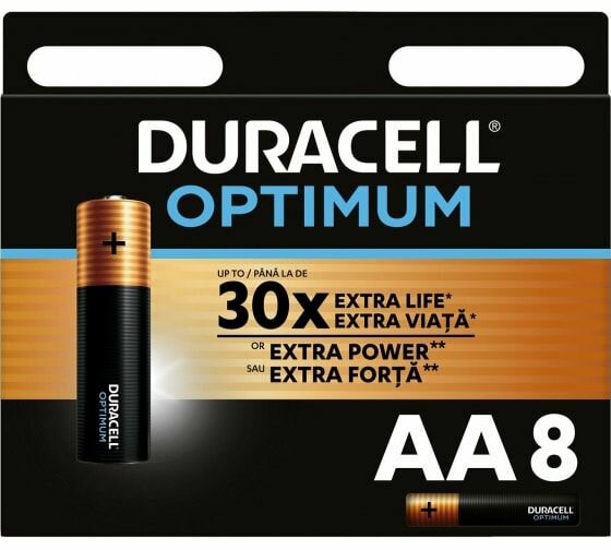 Батарейки Duracell Optimum щелочные, размера АА, 8 шт.