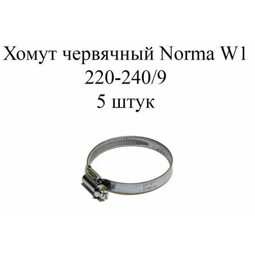 Хомут NORMA TORRO W1 220-240/9 (5шт.) червячный хомут norma torro 9 c7w1 алюцинковая сталь 220 240