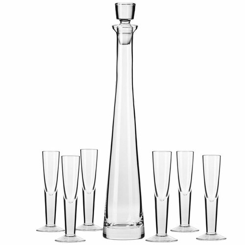 Набор для ликера и наливок из 6-ти хрустальных рюмок и графина, прозрачный, серия Empire, Krosno, KRO-FKP0225000005010