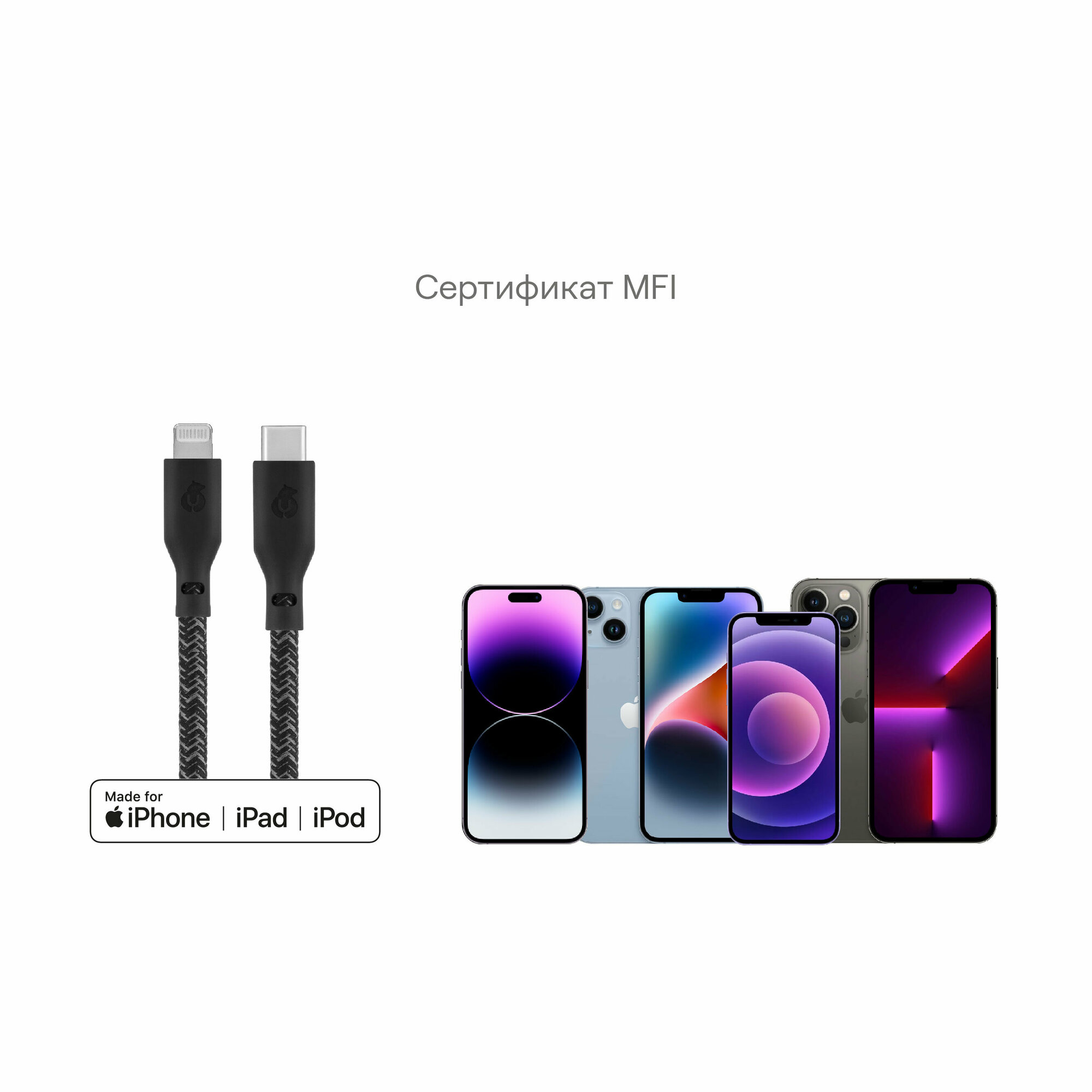 Кабель зарядный uBear Trend USB-C | Lightning 1,2 метра, синий - фото №12
