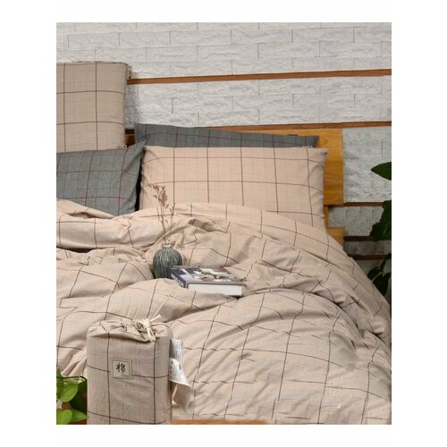 Комплект постельного белья в клетку, вареный хлопок