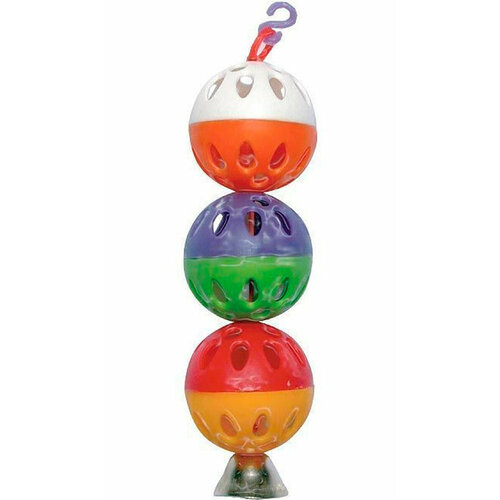 три шарика для птиц triol с колокольчиком 15 см Игрушка для птиц ZooM 3 шарика с колокольчиком 4,5 х 19 см (1 шт)