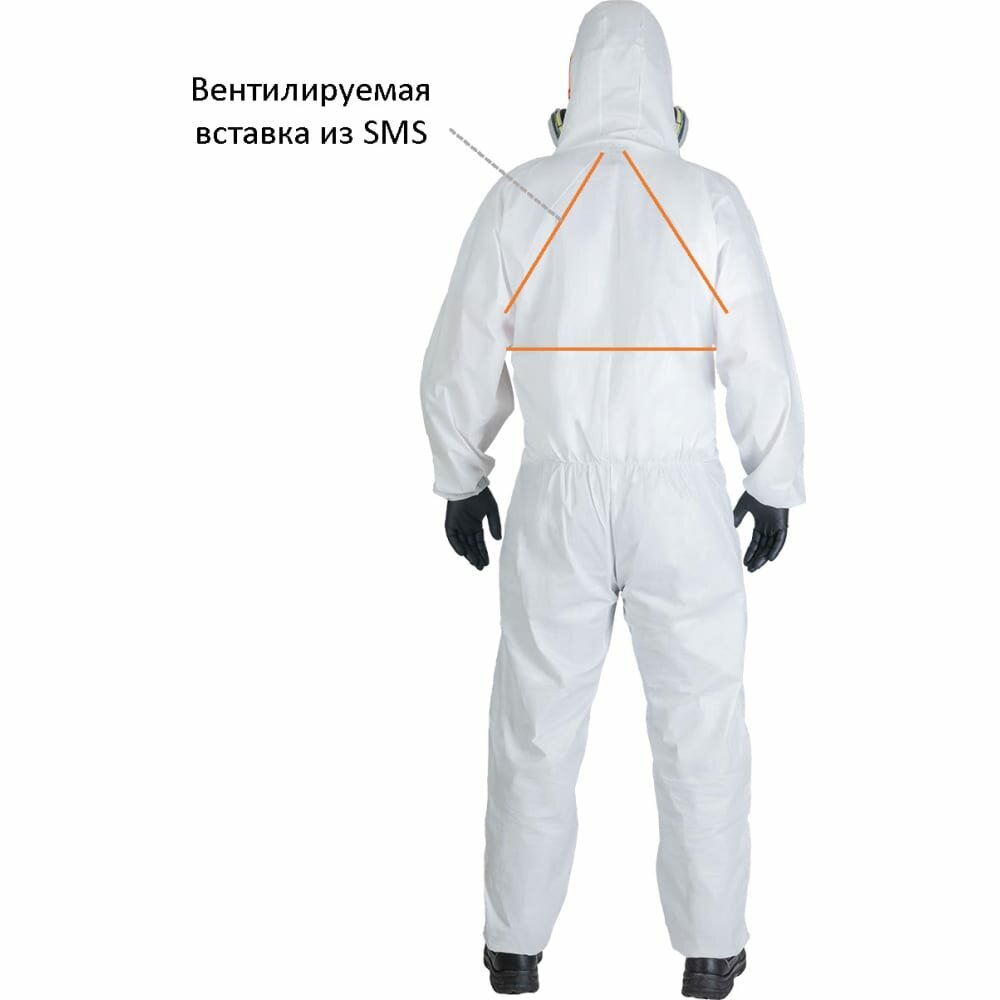 Jeta Safety Комбинезон химзащиты из MP+ вставка из SMS на спине, 65г/м, р. XL/52-54 JPC-65-XL