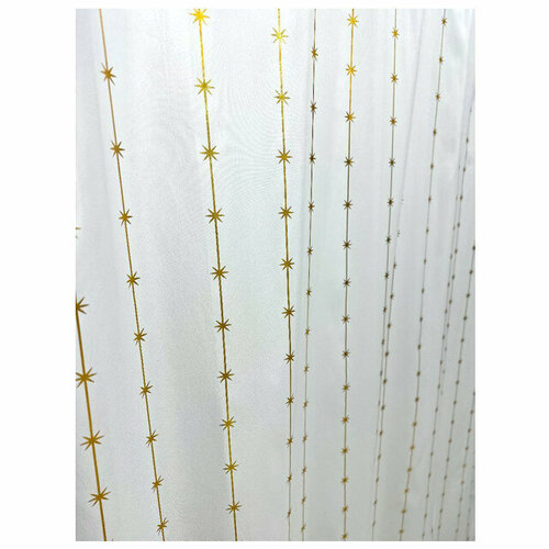 Занавеска для ванной золотые линии 180х200 полиэстер белая 4669₽