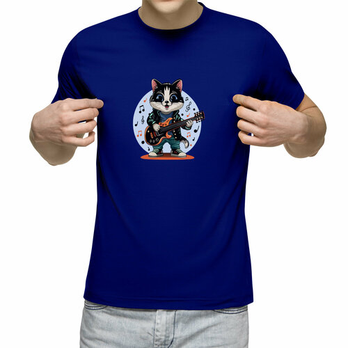 мужская футболка кот и кошка рок xl черный Футболка Us Basic, размер L, синий