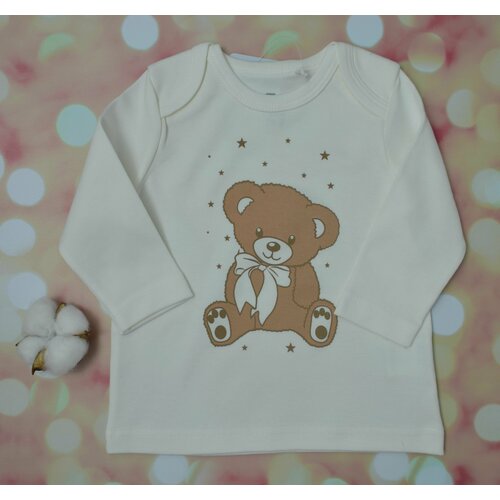 фото Футболка белый слон, размер 80, бежевый