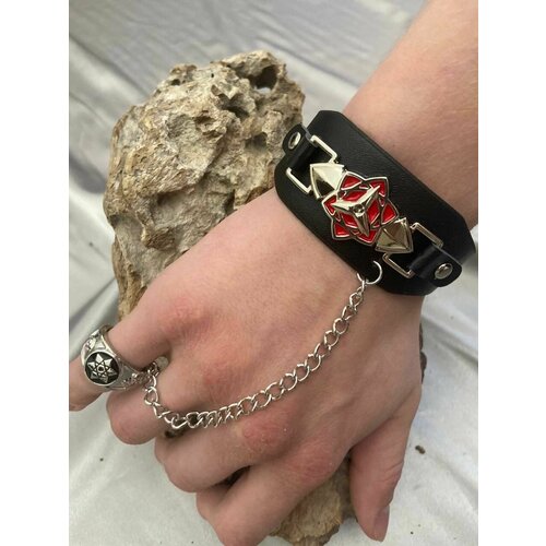 фото Жесткий браслет, металл, черный, красный jewelry