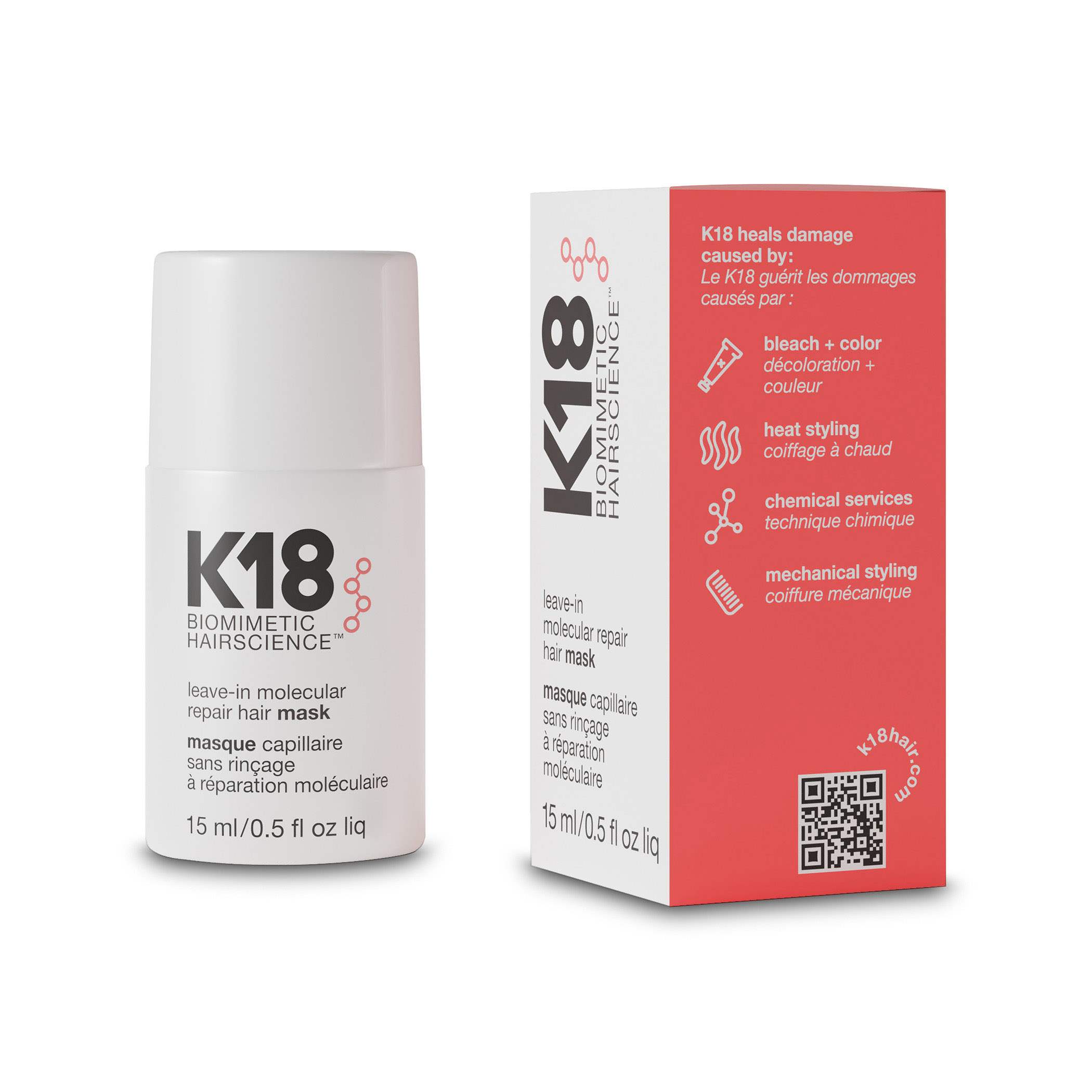 Маска для молекулярного восстановления волос - K18 Leave-in Molecular Repair Hair Mask 15 ml