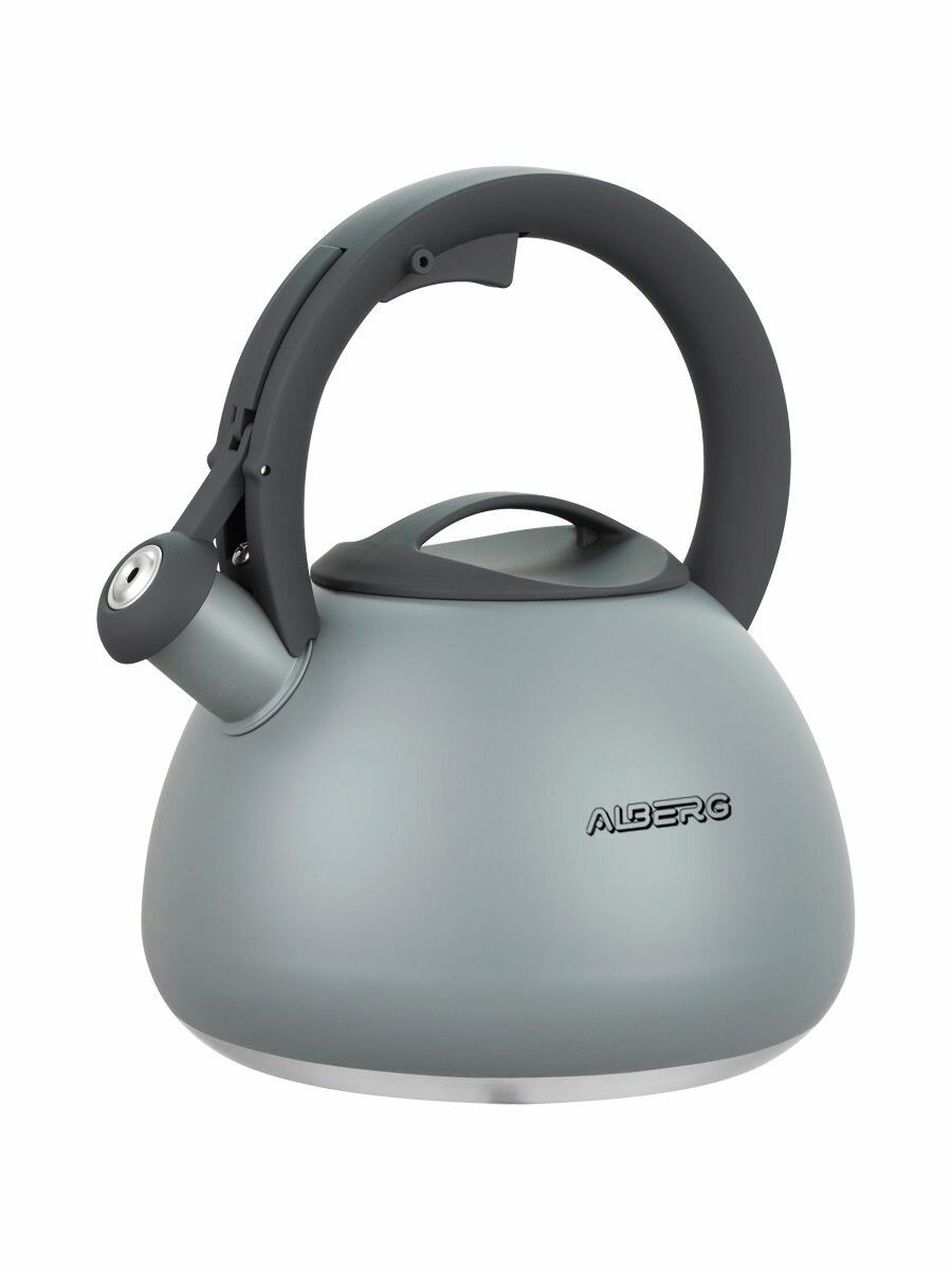 Чайник для плиты со свистком ALBERG AL-3058 2.7 литра, бесшовный, термостойкое покрытие Серый