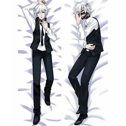 Наволочка Дакимакура Канеки Кен Tokyo Ghoul Токийский гуль 150х50 см Бязь хлопок 100 1490₽