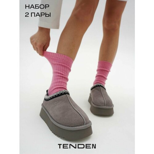 Носки TENDEN, размер one size, серый, розовый