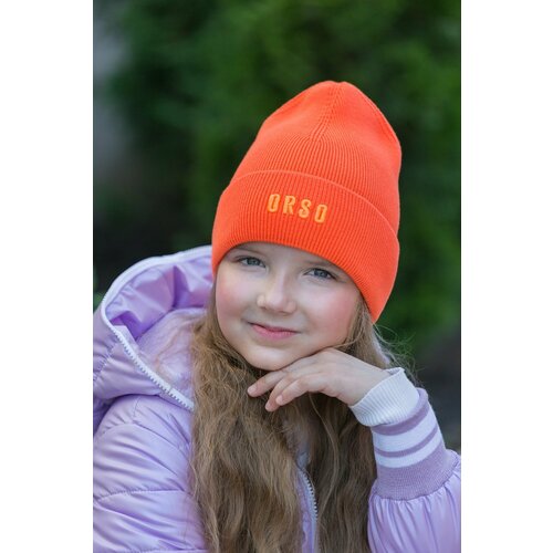 фото Шапка бини orso bianco, размер 56, оранжевый