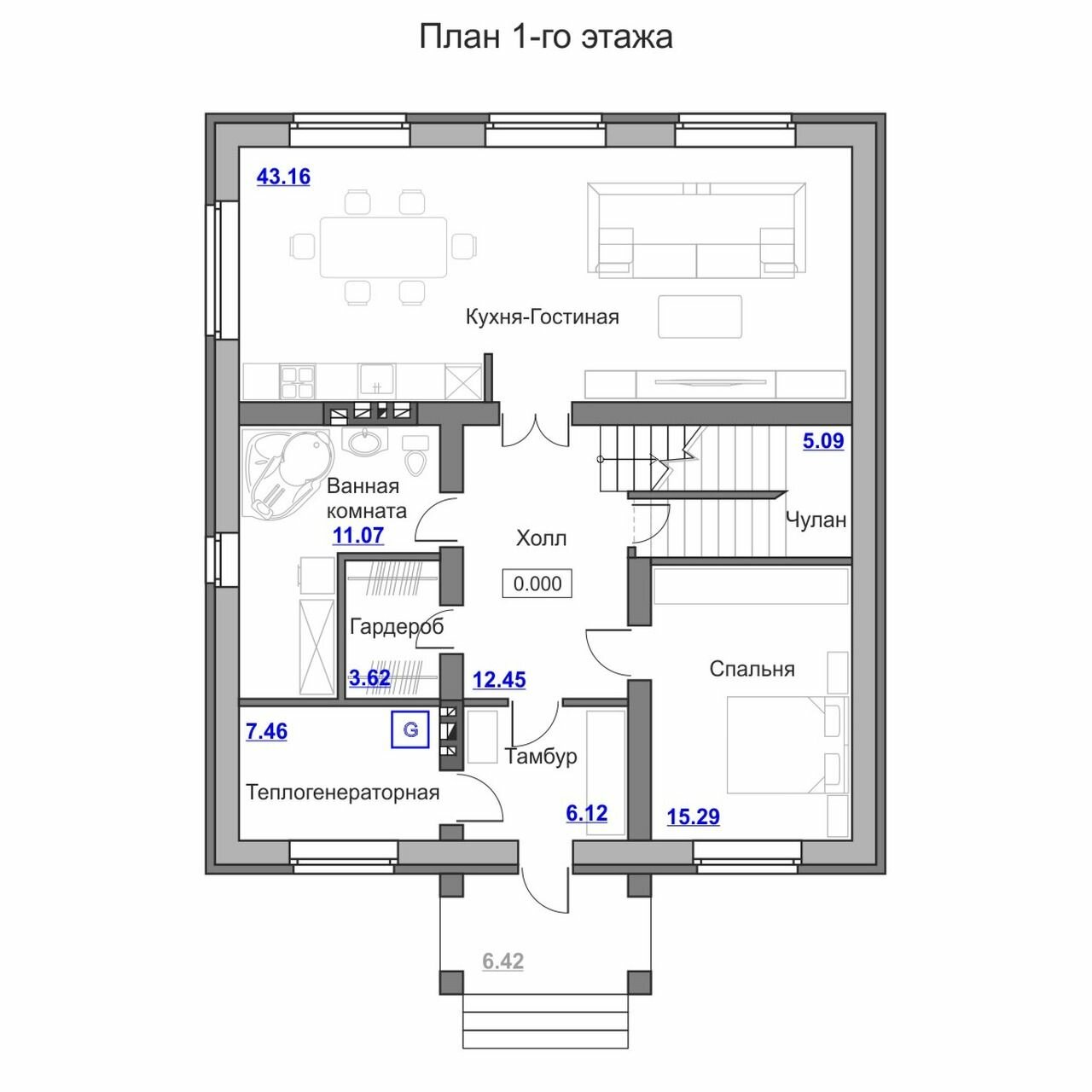 Проект двухэтажного дома в классическом стиле — фото 1
