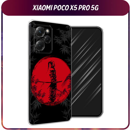 Силиконовый чехол на Xiaomi Poco X5 Pro 5G / Сяоми Поко X5 Про 5G Самурай на красном фоне силиконовый чехол американская готика на xiaomi poco x5 pro 5g сяоми поко x5 про 5g