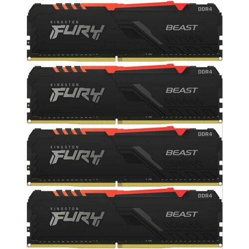 Оперативная память для компьютера 32Gb (4x8Gb) PC4-28800 3600MHz DDR4 DIMM CL17 Kingston Fury Beast RGB KF436C17BBAK4/32 оперативная память kingston 16gb ddr4 3600mhz dimm fury beast black rgb xmp kf436c17bb2ak2 16 kit 2x8gb cl17 1 35v 288 pin non ecc