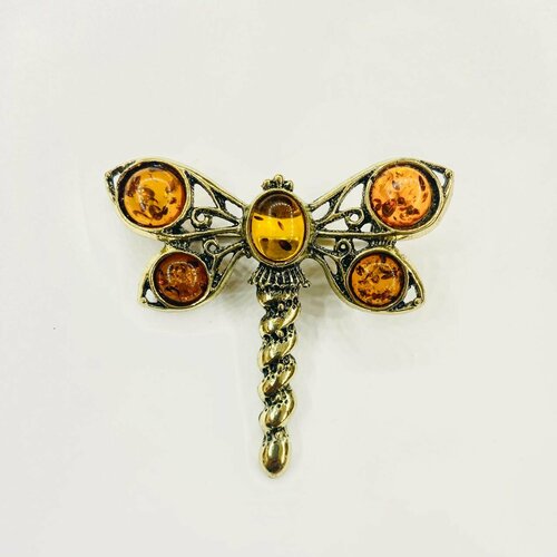 Брошь AMBER Land, янтарь прессованный, желтый