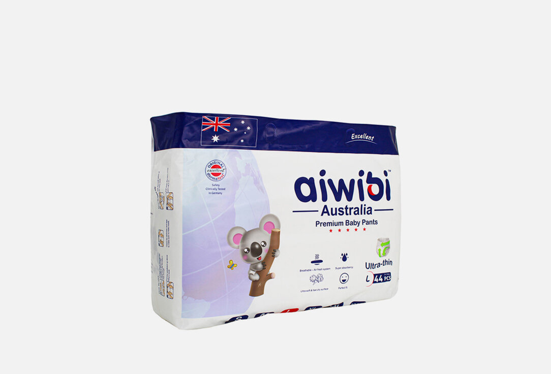 Трусики-подгузники 9-14кг Aiwibi Australia Premium L / кол-во 44 шт