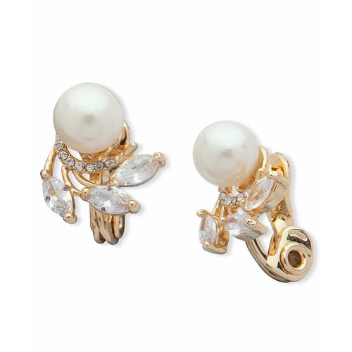 Серьги клипсы ANNE KLEIN, искусственный камень, желтый