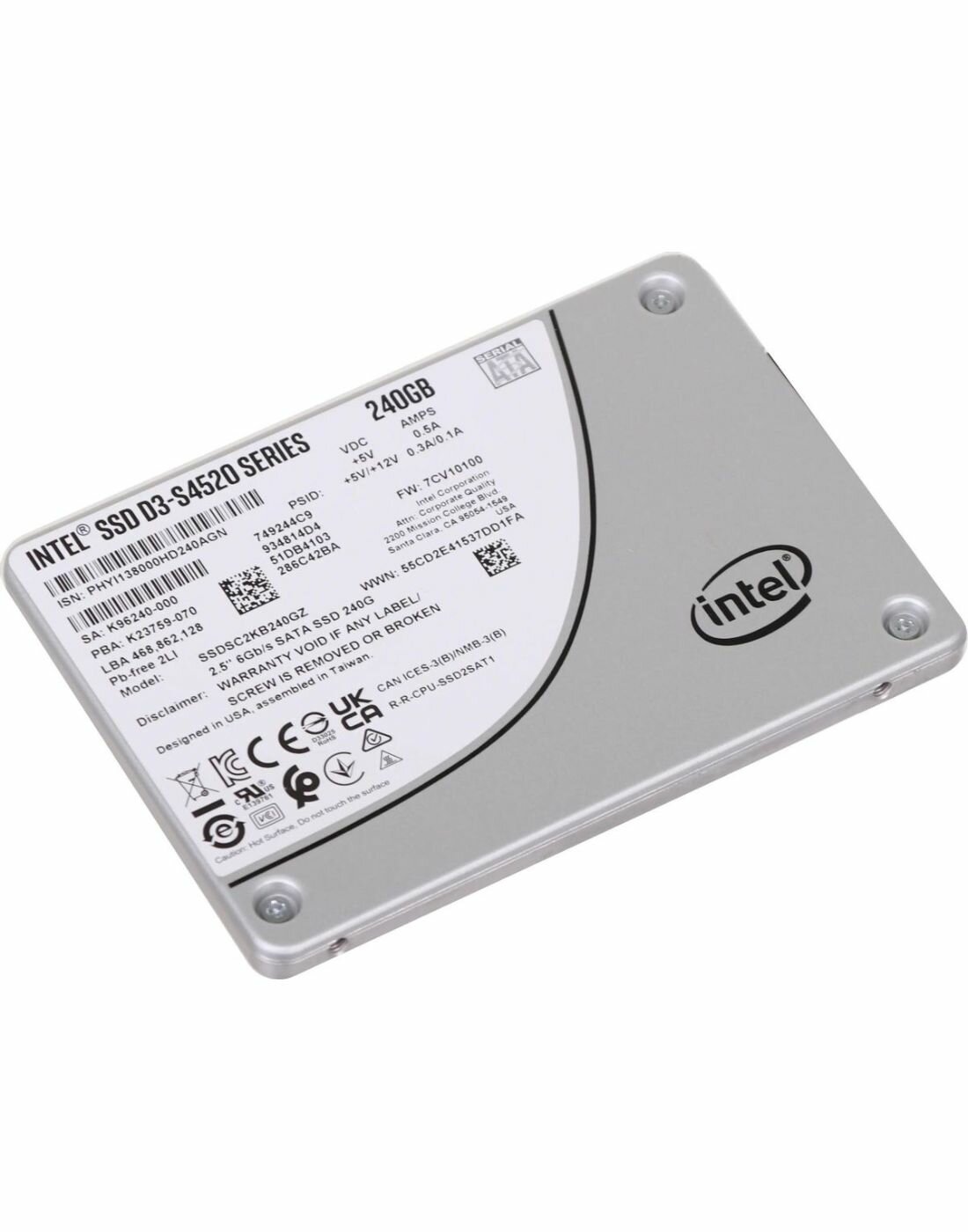 Твердотельный накопитель SSD Intel SSD 240Gb S4520 2.5" (SSDSC2KB240GZ01)