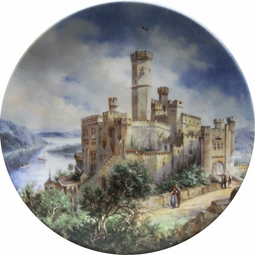 Замок Штольценфельс, винтажная декоративная настенная тарелка из коллекции Самые красивые замки на Рейне