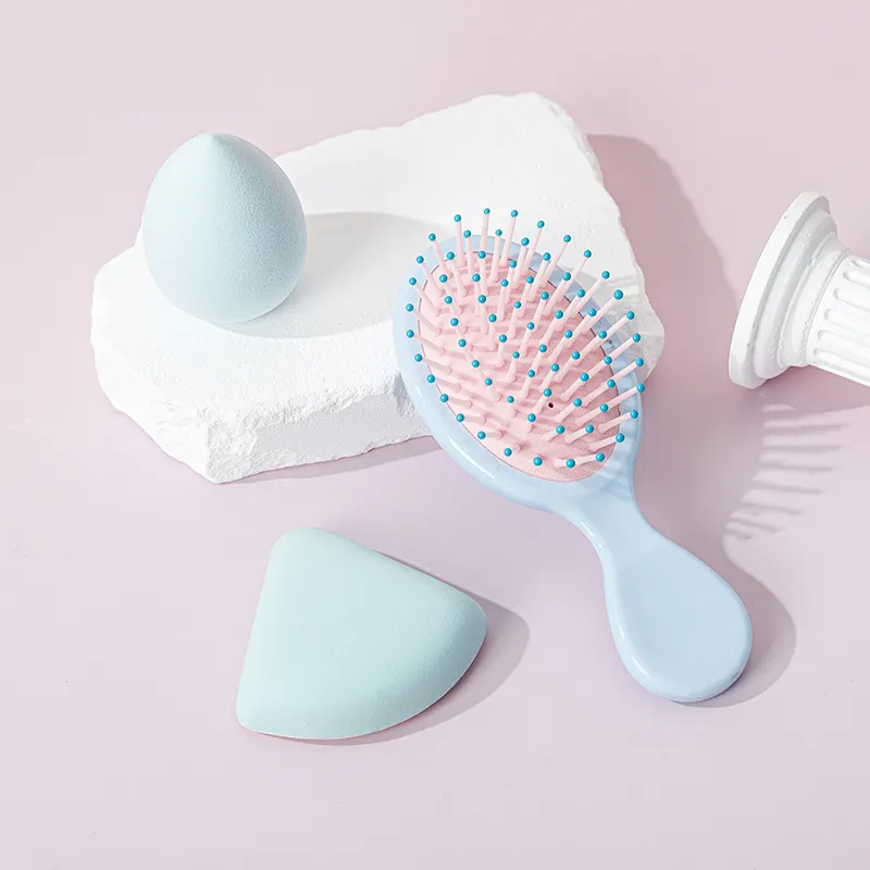 фото Расческа для волос, расческа, расческа массажная плешоп расчески и щетки для волос, расчески, компактная расческа, розово-голубая, 14 см