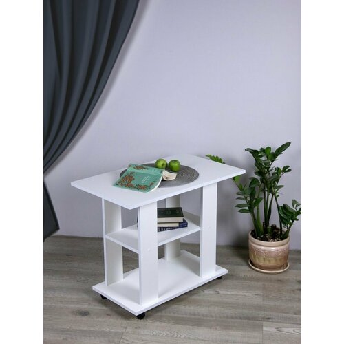 Журнальный столик на колесиках Alubalu 60х74х44 см белый