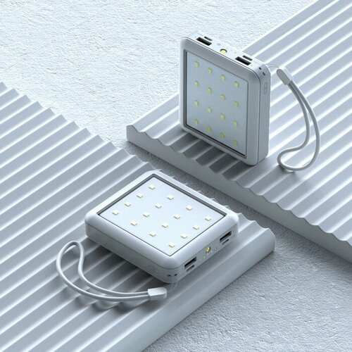 Внешний аккумулятор 484 10000 мАч кабели Type-CLightningMicroUSB фонарь белый 220000₽