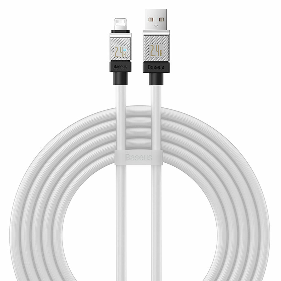 Кабель для айфон USB BASEUS CoolPlay Series USB - Lightning, 2.4А, 12W, 2 м, белый