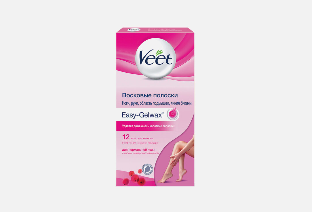 Полоски восковые 12 штук Veet, для нормальной кожи 12шт